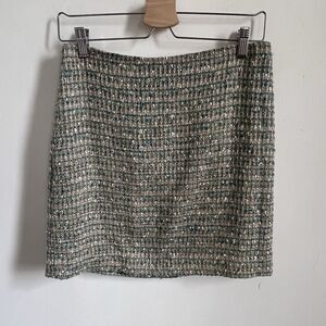 Ann Taylor Womens Straight Skirt Blue Beige Tweed Above Knee Lined Zip 10